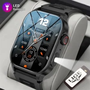 LIGE Smartwatch Men & Women 2024 - wyświetlacz HD 2,01", latarka, połączenia Bluetooth, sterowanie głosowe, zegarek fitness i zdrowotny