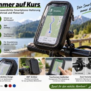 Wasserdichte Handyhalterung für Fahrrad und Motorrad mit 360° Drehung