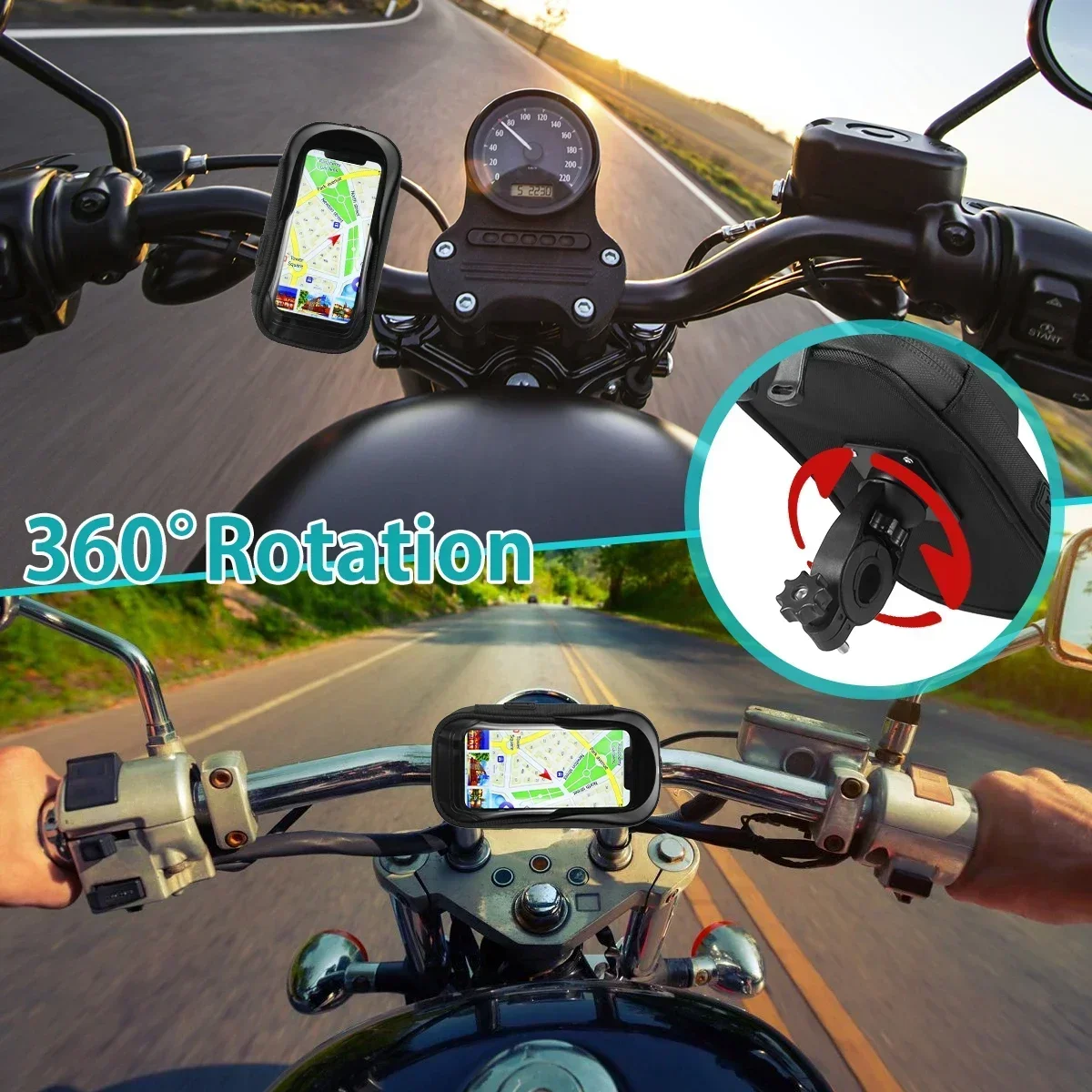 Motorrad mit Navi-Halterung, 360° drehbar