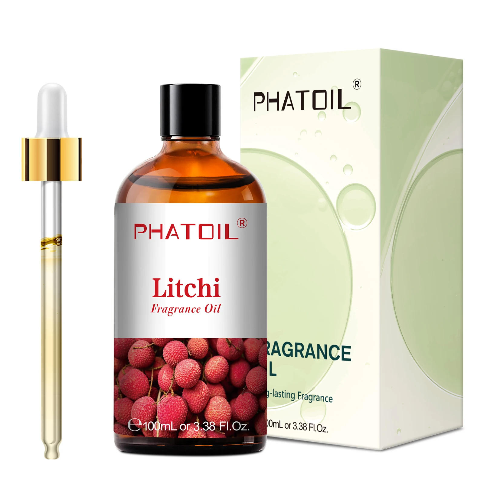 Litschi Duftöl Flasche mit Pipette und Verpackung
