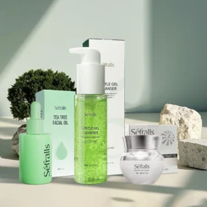 Verschiedene Sefralls Hautpflegeprodukte auf dem Tisch.