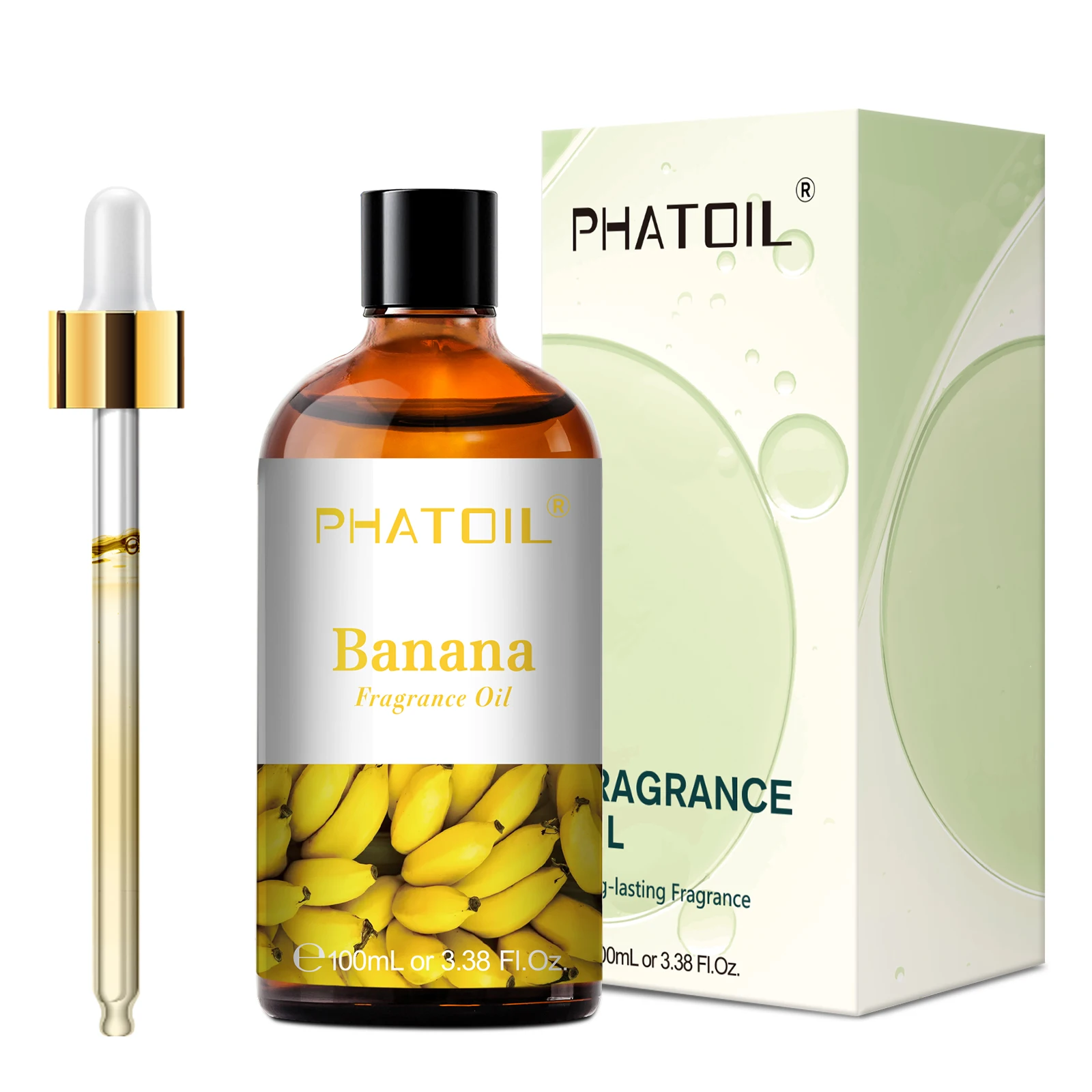 Bananen-Duftöl mit Verpackung und Pipette.