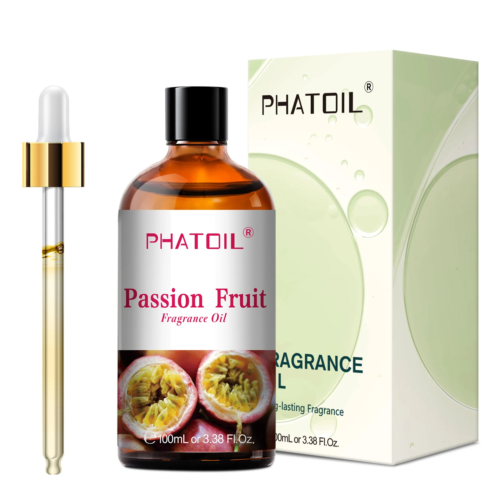Passionsfrucht Duftöl mit Pipette und Verpackung