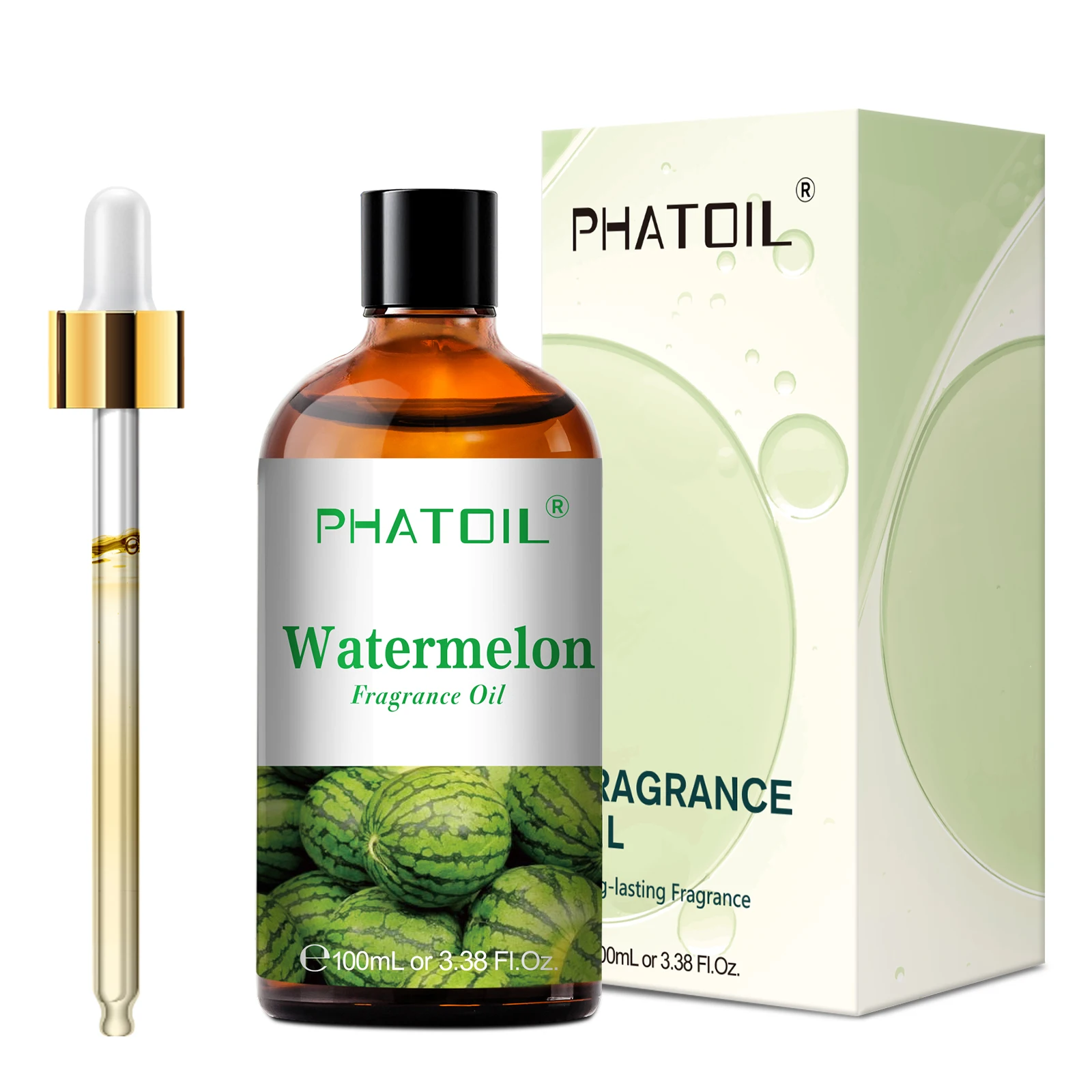 Phatoil Wassermelonen-Duftöl mit Verpackung und Pipette.