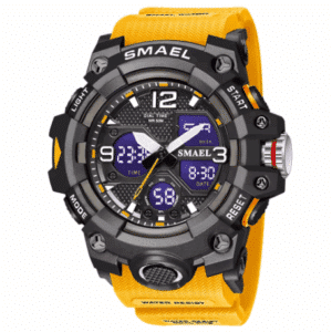 Digitale Sportuhr mit gelbem Armband