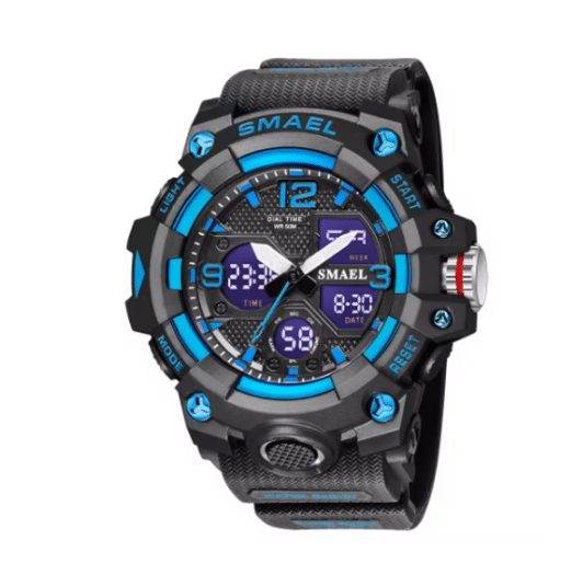 Digitale Sportuhr in Blau und Schwarz