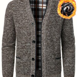 Brauner Wollcardigan mit Flammenmotiv