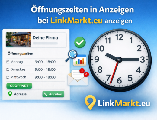 🌟 Jetzt neu auf LinkMarkt.eu: Öffnungszeiten in Anzeigen! 🌟