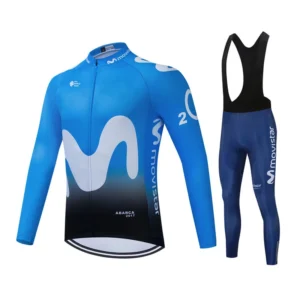 Blaues Radtrikot-Set mit Logos