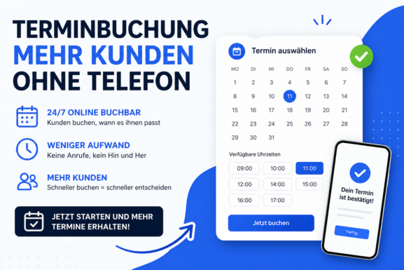 Online appointment booking with calendar and smartphone confirmation