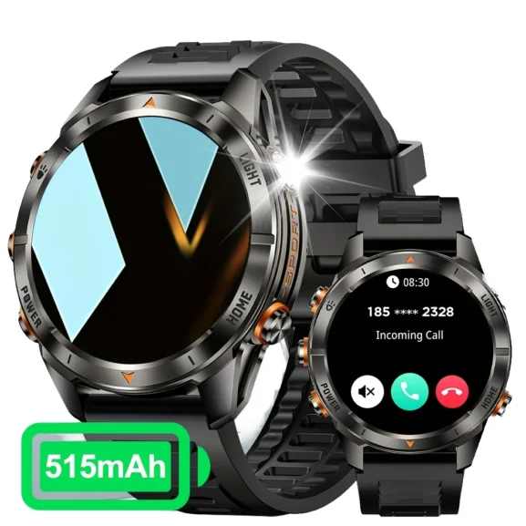 Robuste schwarze Smartwatch mit 515mAh Akku