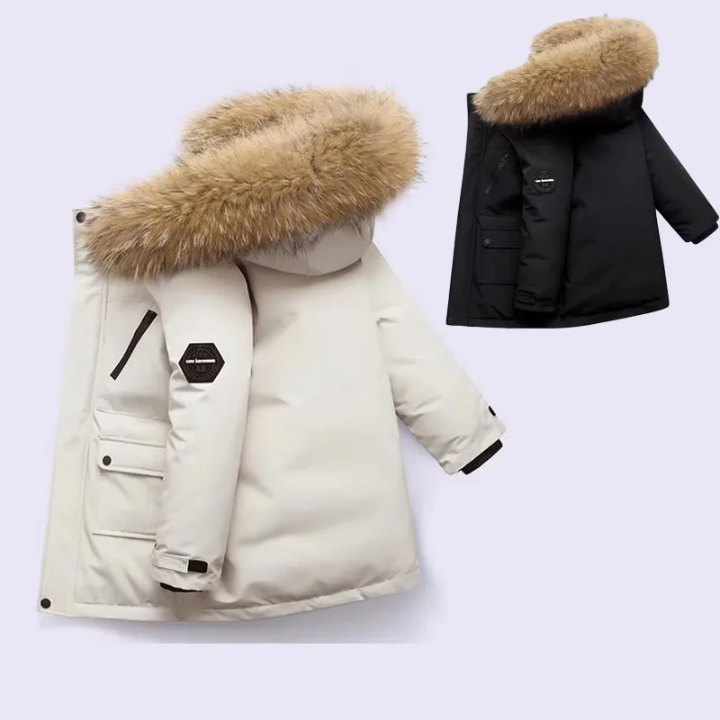 Warme Kinder Winterjacke mit Kapuze & Kunstfell – Gefütterter Parka für Jungen & Mädchen – Bild 2