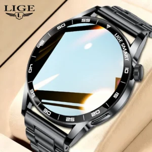 LIGE Smartwatch mit rundem Display und Edelstahlarmband