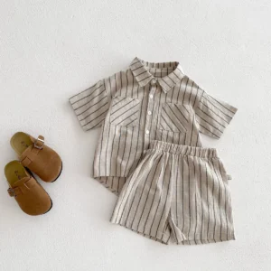 MILANCEL Jungen Sommer-Set 2-teilig – Gestreiftes Kurzarm-Shirt & Shorts