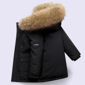 Warme Kinder-Winterjacke mit Kapuze und weichem Futter für Jungen und Mädchen