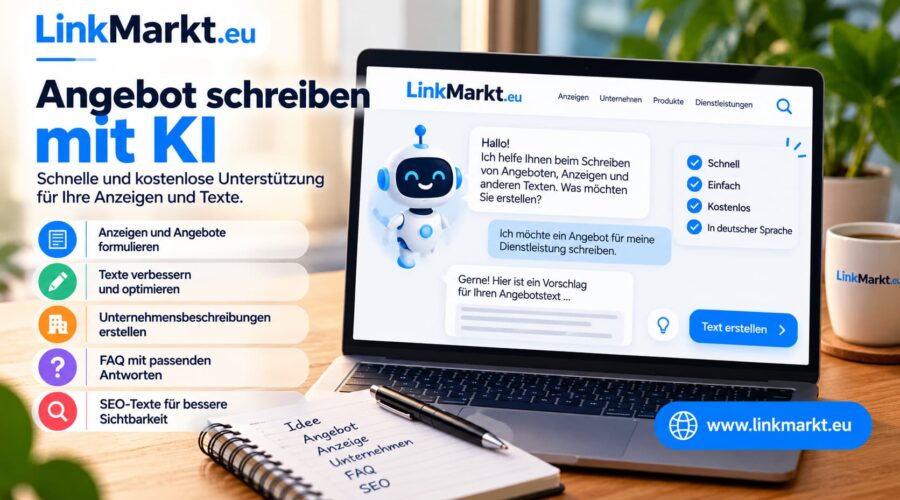 Angebot schreiben mit KI – kostenlose Texthilfe auf LinkMarkt.eu