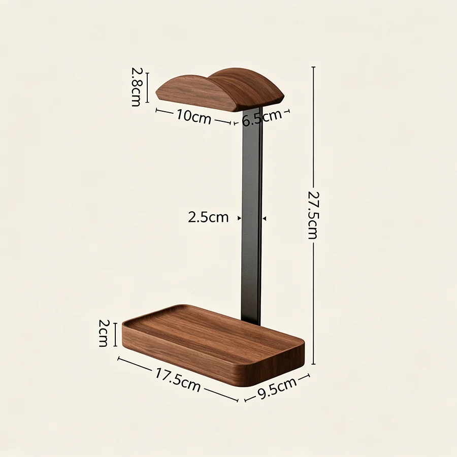 Kopfhörerständer aus Holz und Aluminium mit Ablage - Image 6
