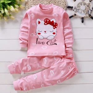 Kinder-Baumwollset mit Cartoon-Motiv – Oberteil und Hose