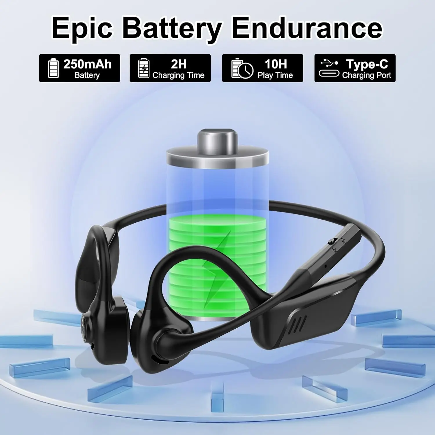 eppfun Open-Ear Bluetooth-Kopfhörer mit Mikrofon – Bluetooth 5.1 - obrazek 2