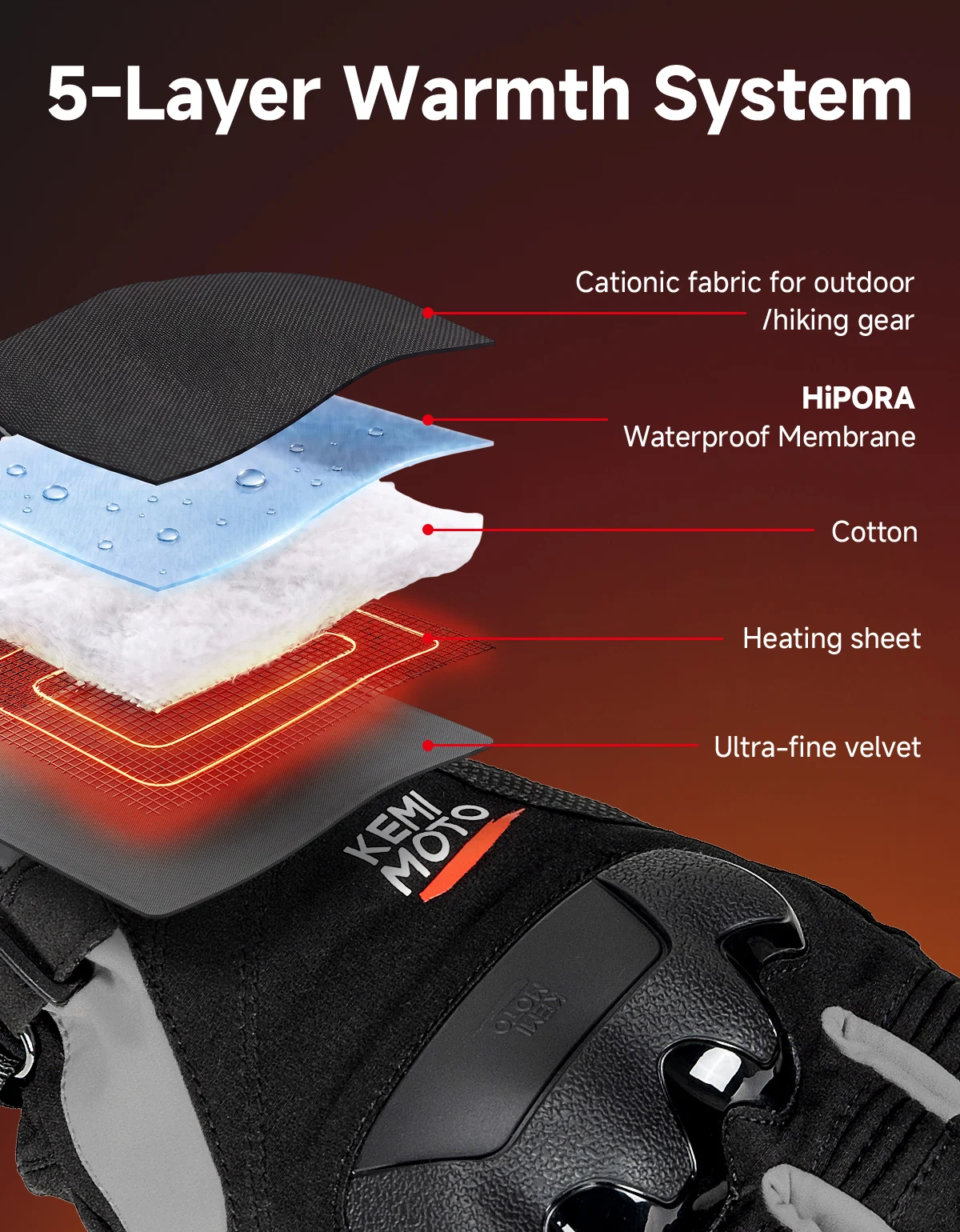 KEMIMOTO beheizbare Winterhandschuhe mit Touchscreen – Bild 3