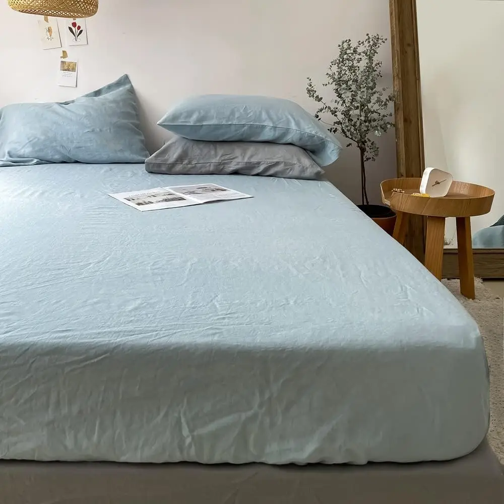 Spannbettlaken aus 100 % Leinen – Stonewashed, einfarbig - Image 5