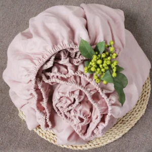 Spannbettlaken aus 100 % Leinen – Stonewashed, einfarbig