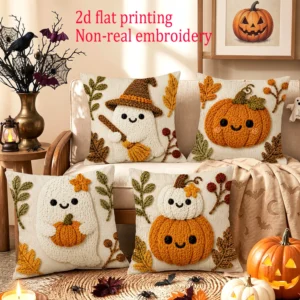 Halloween-Kissenbezüge im 4er-Set mit Herbstmotiven