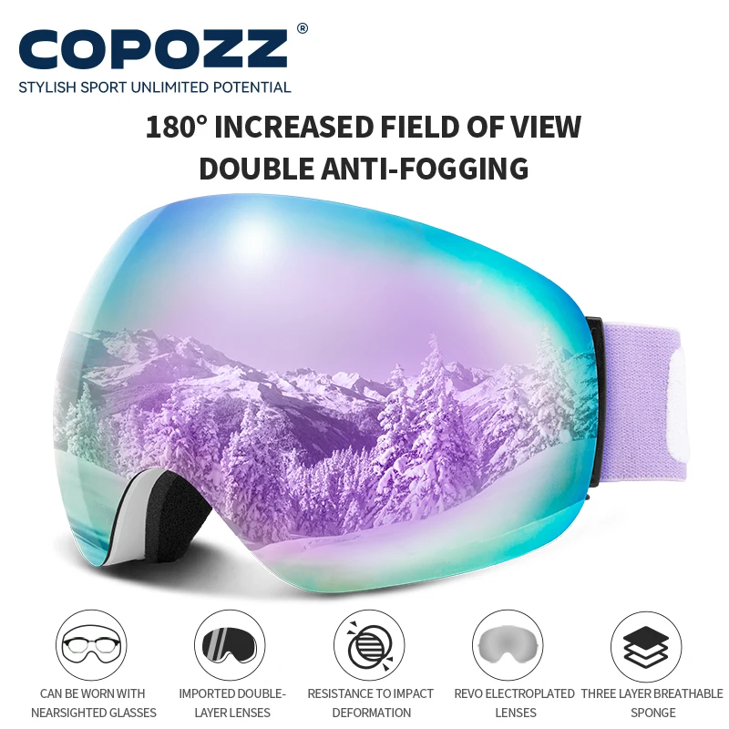 COPOZZ Skibrille UV400 mit Antibeschlag und OTG – Bild 3