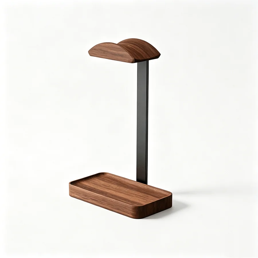 Kopfhörerständer aus Holz und Aluminium mit Ablage - Image 7